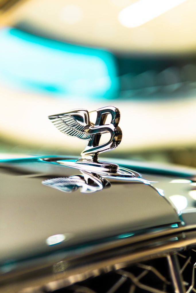 Self-actualization through interior design: hood ornament of Bentley.